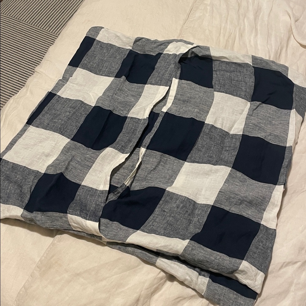 West Elm 100% Linen Buffalo Stripe Euro Sham Set - Picture 4 of 5